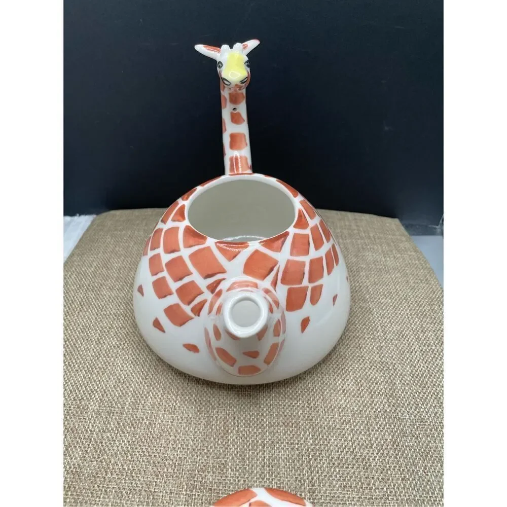 Vintage Pier 1 Imports Giraffe Teapot| 16 oz Hand Painted Unused